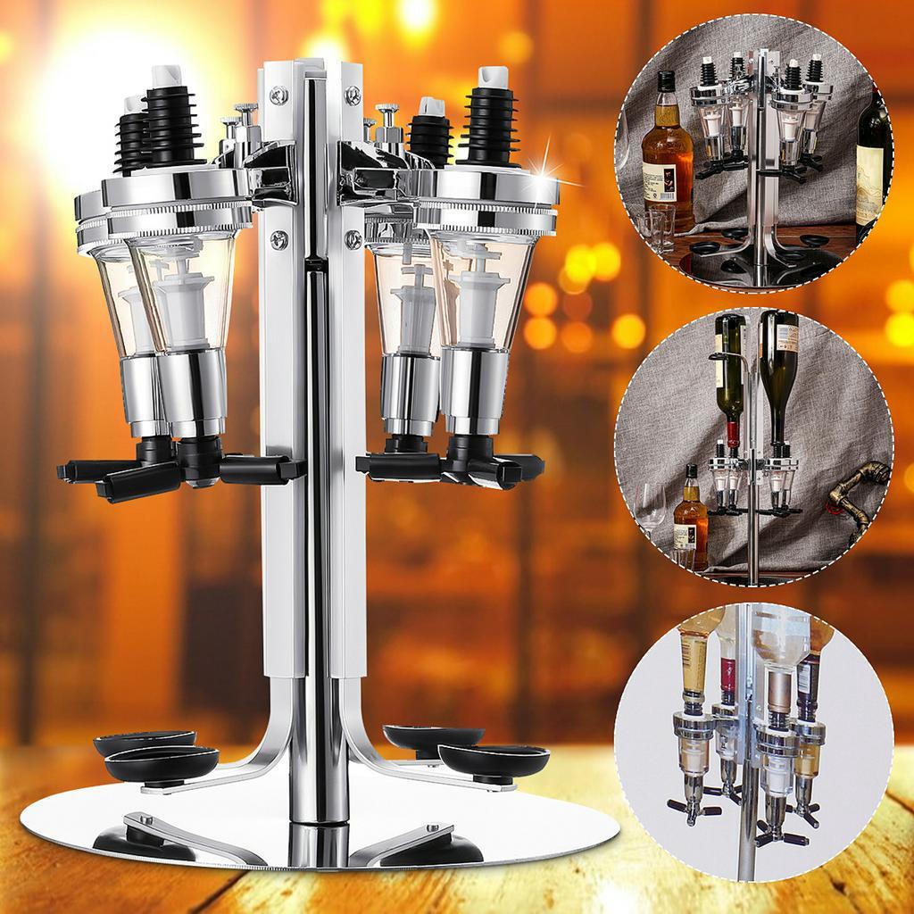 Desk Mounted 4 Station Liquor Dispenser Bar Butler Wine Dispenser Alcohol Bottle Dispenser Drinking Pourer Bar Accessories