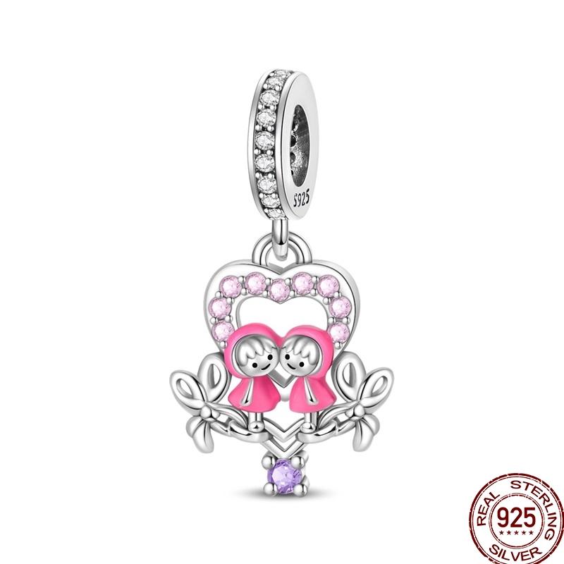 100% Copper Sister Friend Charm Love Heart Blessing Series Suitable For 3Mm'S Bracelet Ladies Fine Jewelry Gift