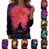 Women's Casual Long Sleeve Neck Top with Halloween Print
