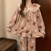 OEING Women's Little Bear Coral Fleece Pajama Set