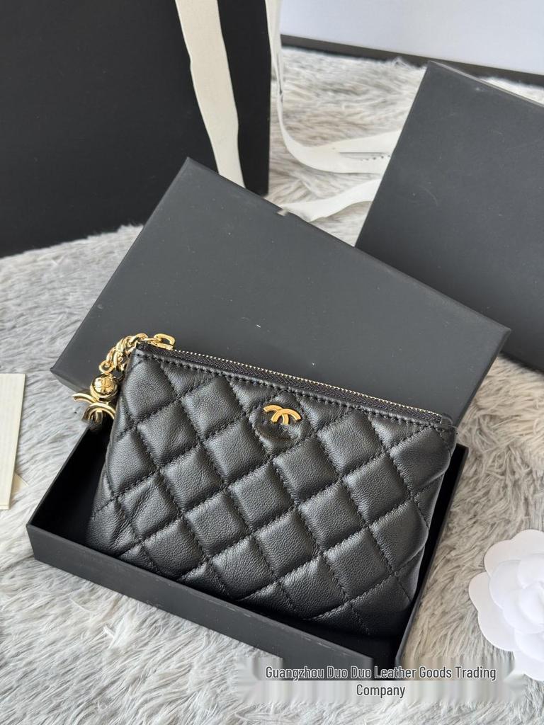 Trendige Echtleder-Kartenhalter-Geldbörse mit Rautenmuster