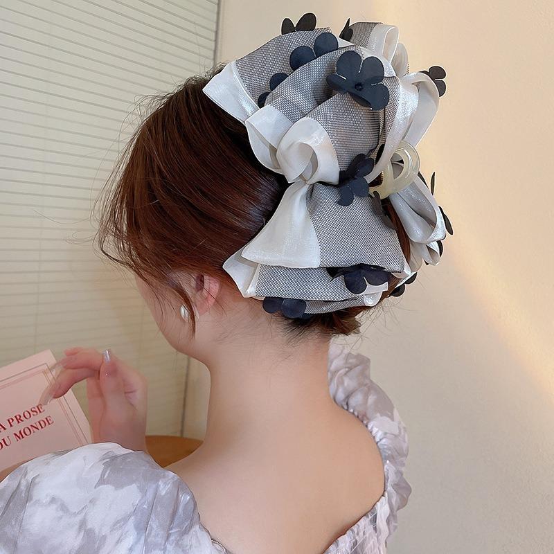 Big Large Satin Bow Ribbon Hair Clip Fashion Elegant Temperament Women Girls Ponytail Clip Ribbon Hair Clips Wedding Hair Accessories Gifts