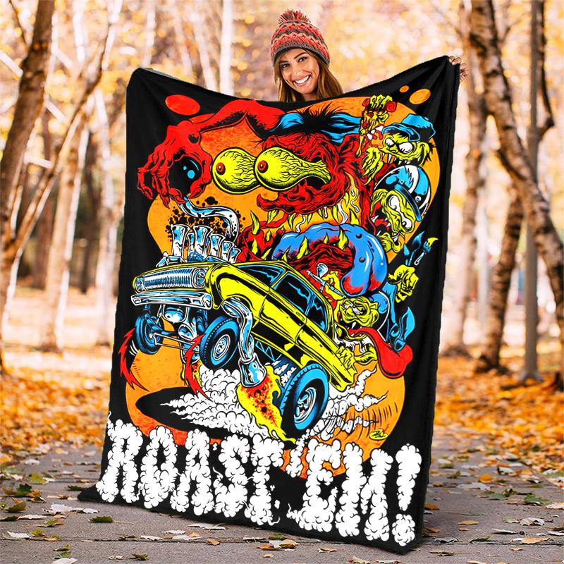 Rat Fink Power Flannel Blanket Soft All-Season Throw, Design for Camping, Car Travel, Hiking Sofa, Bed, Office Perfect Gift for Parties