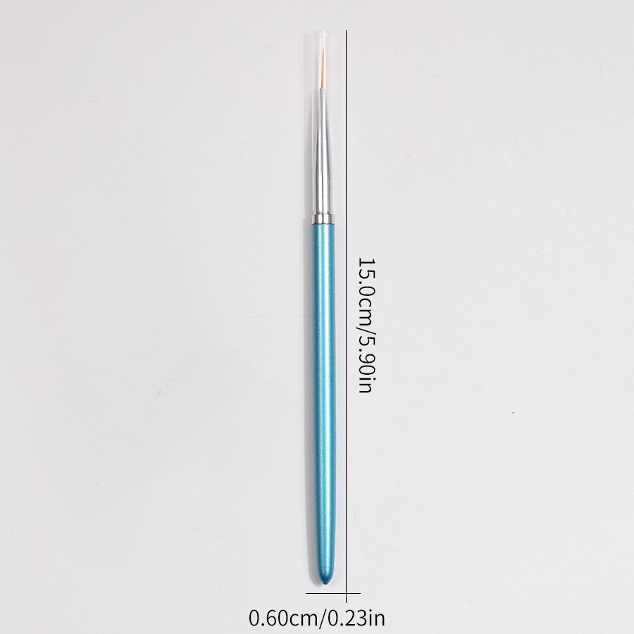 3-Piece Nail Art Fine Liner Brush Set with Metal Handle