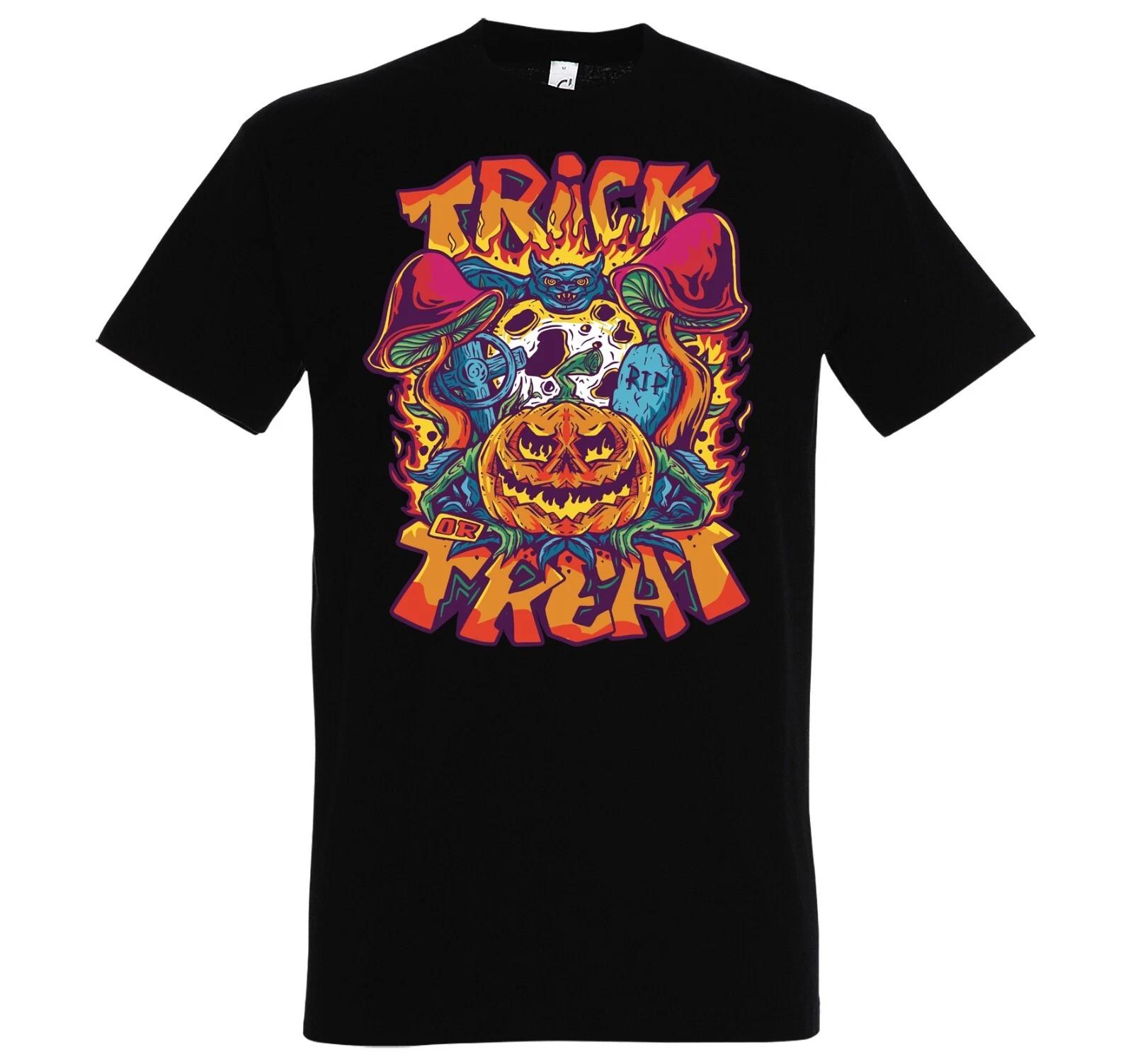 Youth Designz Mens T-Shirt Trick Or Treat Halloween Horror Pumpkin Print Logo XL