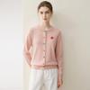 Women's 100% Pure Cashmere Cardigan with Colored Buttons, Round Neck, and Fruit Embroidery.