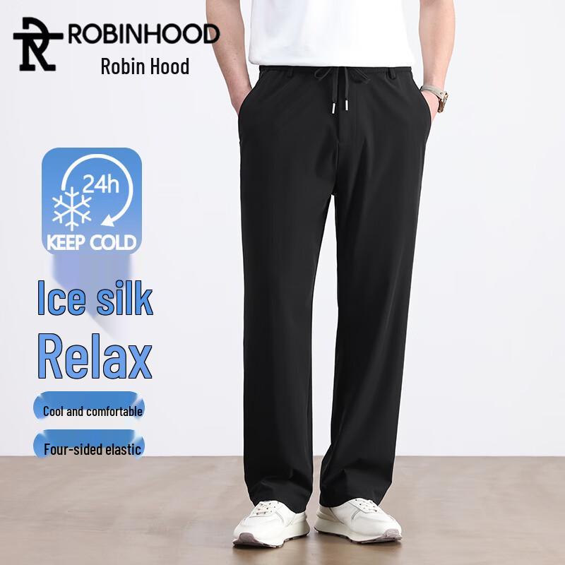 ROBINHOOD Men s Summer Ice Silk Casual Straight-Leg Pants 4XL