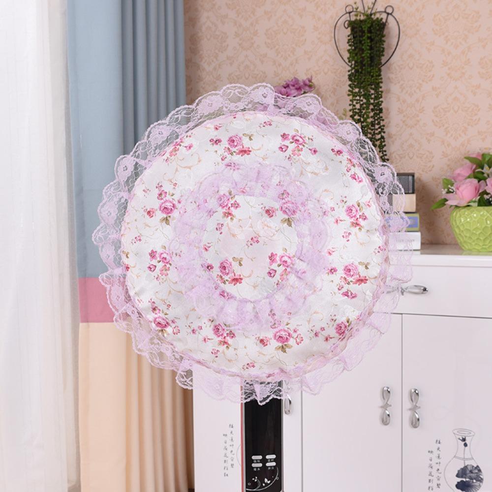 Round Lace Electric Fan Cover Pastoral Style Floral Floor Fan Covers  Electric Fan