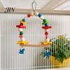 Bird Swing Toy Hanging Parrot Toy, Wooden Perch Stand for Cage, Wood Beads Blocks Chew Parakeet Cockatiel Budgie Macaws