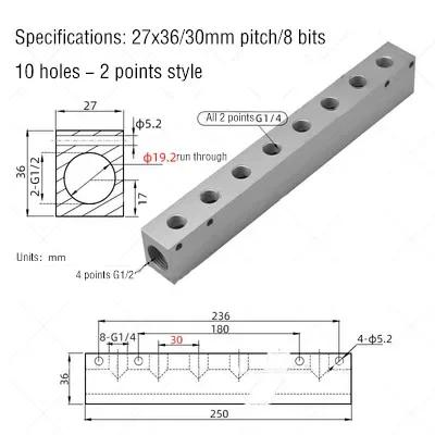 Luchtverdeler 1/2" 1/4" Pneumatische Snelkoppeling Slang Aluminium Blok Splitter 2 3 4 5 6 7 8 9 10 Weg