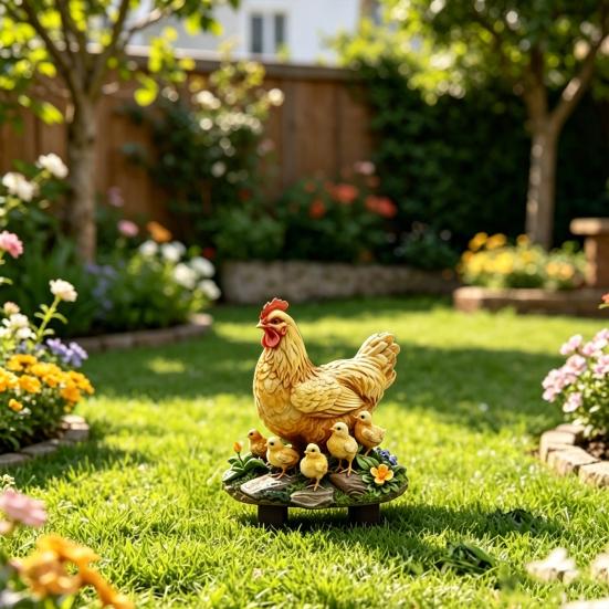 Cute Animal Garden Stake, 2D Acrylic Chickens Elephants Yard Art Stake, Waterproof Outdoor Squirrel Decoration for Lawn Flower Bed Planter Decor