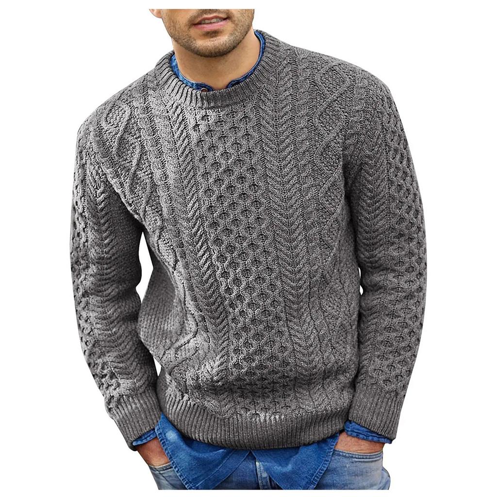 Men's Sweater Solid Fashion Round Neck Long Sleeve Knitted Top