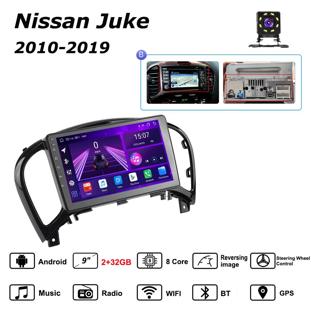 Android Car-Play Autoradio für Nissan Juke 2010-2019 Multimedia-Player Head Unit Stereo GPS-Navigation BT WIFI, 8 Kern ,2+32GB