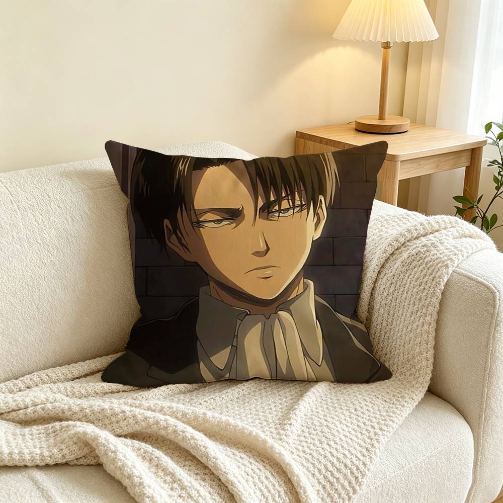 A-Attack on Titan Levi Ackerman Square Double-Sided printed Pillow Case Bedroom Bedside Pillow Sofa Cushion Cover