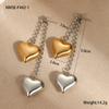 GEMCHIC Women's Two-Tone Heart Drop Earrings Stainless Steel 18K Gold Plated Long Chain Dangle Jewelry