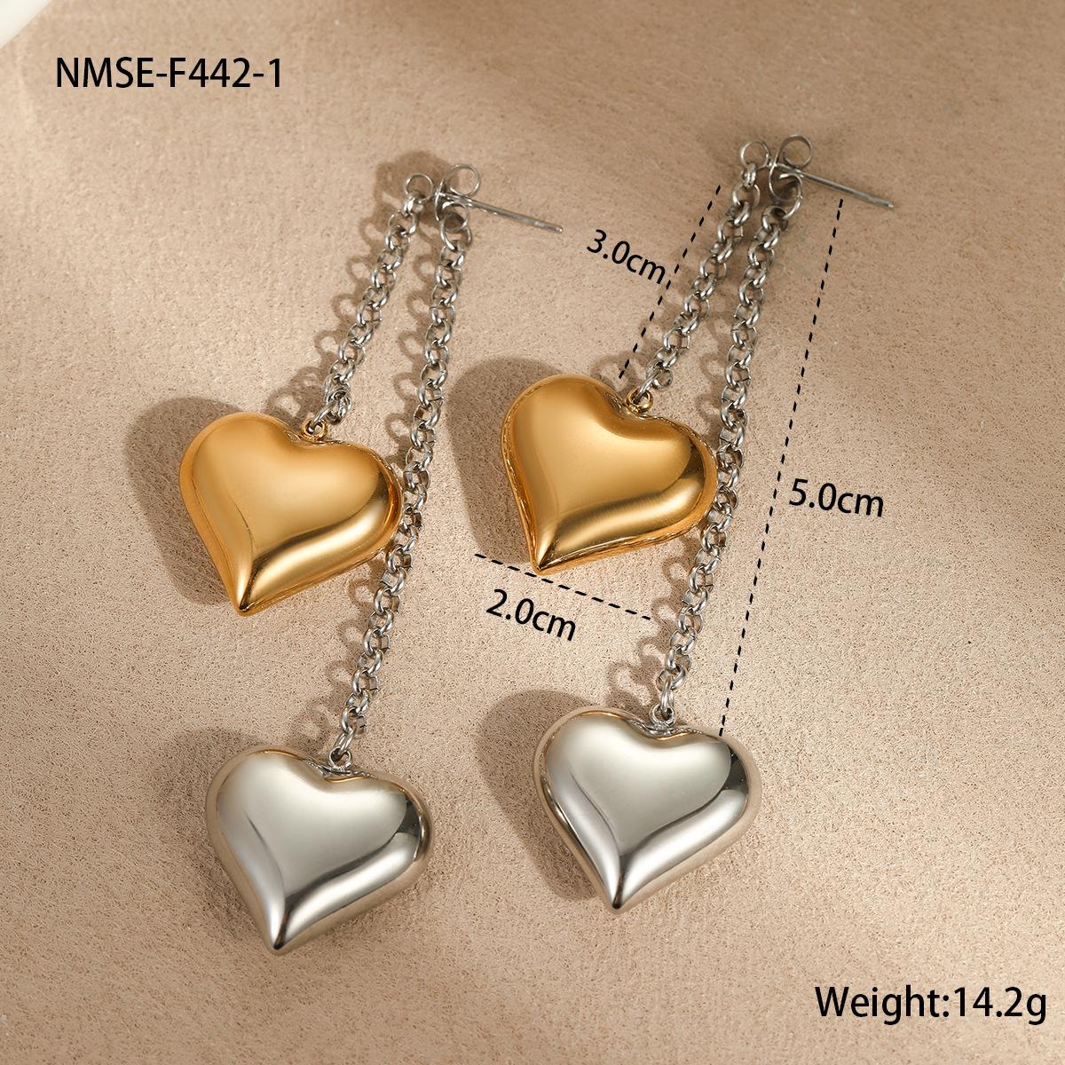 GEMCHIC Women s Two-Tone Heart Drop Earrings Stainless Steel 18K Gold Plated Long Chain Dangle Jewelry 18K