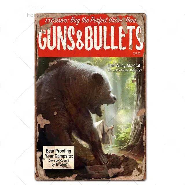 Hunting Tin Sign Plaque Metal Vintage Retro Metal Sign Wall Decor for Man Cave Gun Shop Decorative Metal Plate Hunter Gift