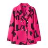 Blazer a Pied de Poule Blu e Bianco Stile Britannico da Donna con Bavero Elegante Cappotto Completo Nuova Collezione Outerwear per Performance