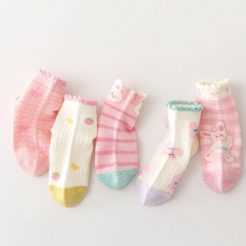 5Pairs Ruffle Baby Cotton Socks Autumn Spring Newborn Socks Toddle Short Tube Socks  Children