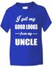 I Get Good Looks From My Uncle Present Funny Kids T Shirt Age 1-13