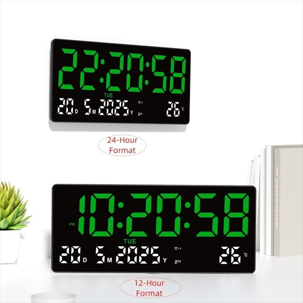 Time/Date/Week/Temp Display Digital Wall Clock 12/24H Electronic Table Clock  Living Room