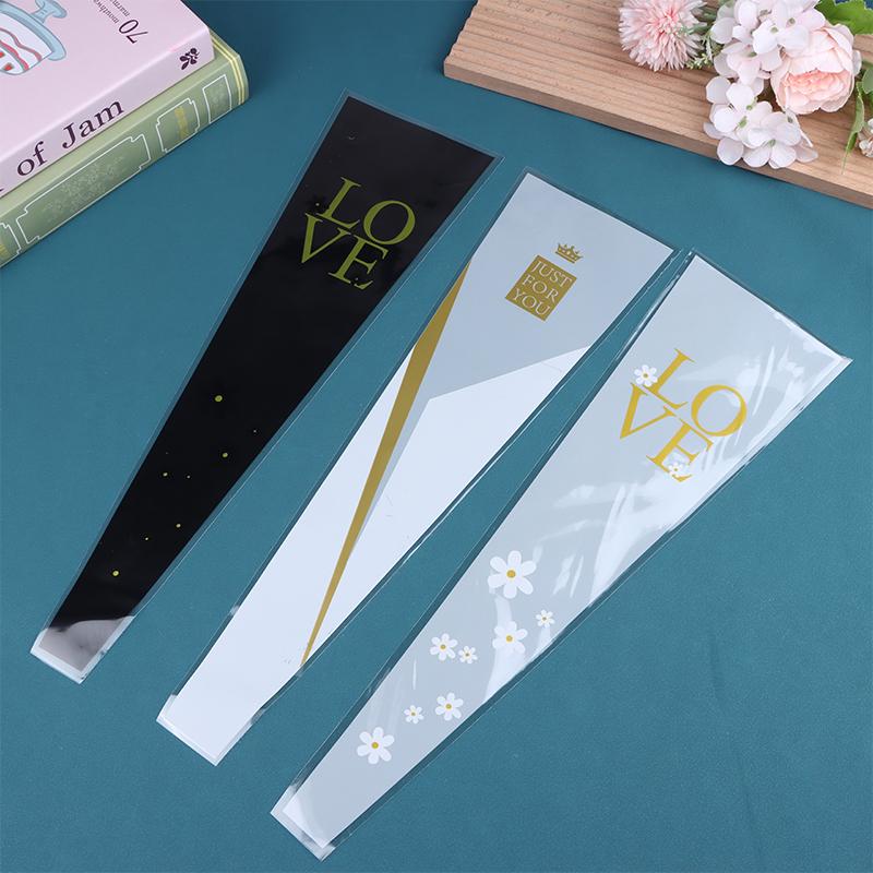 48/50Pcs Transparent Single Rose Flower Packaging Bag Gift Wrapping Paper Wedding Floral Package Valentine'S Day Party Decor