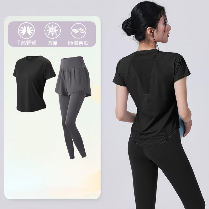 Tennis suit women's short-sleeved training clothes outdoor running quick-drying clothes thin badminton T-shirt fitness clothes