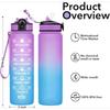 Large Capacity Water Bottle with Drinking Time and Straw, Leakproof, Suitable for Office, Gym, Outdoor Sports Water Bottle
