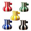 Colorful Striped Vase Ceramic Vase with Handle Desktop Decorative Vase for Flower