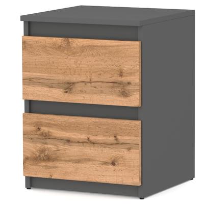 Loft Bedside Table 40 Cm Matt Grey Oak Wotan Large Bedside Table For Bedroom