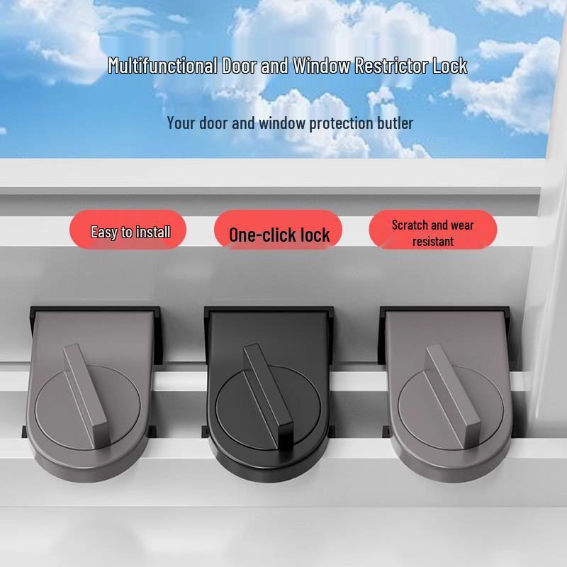 Aluminum Alloy Child-Proof No-Drill Sliding Door Lock and Limiter