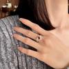 S925 Sterling Silver Natural Stone Ring Women's Fashion Niche Design Sense Rectangular Stone Position 4 * 6mm Fashion Retro Jewelry Gift