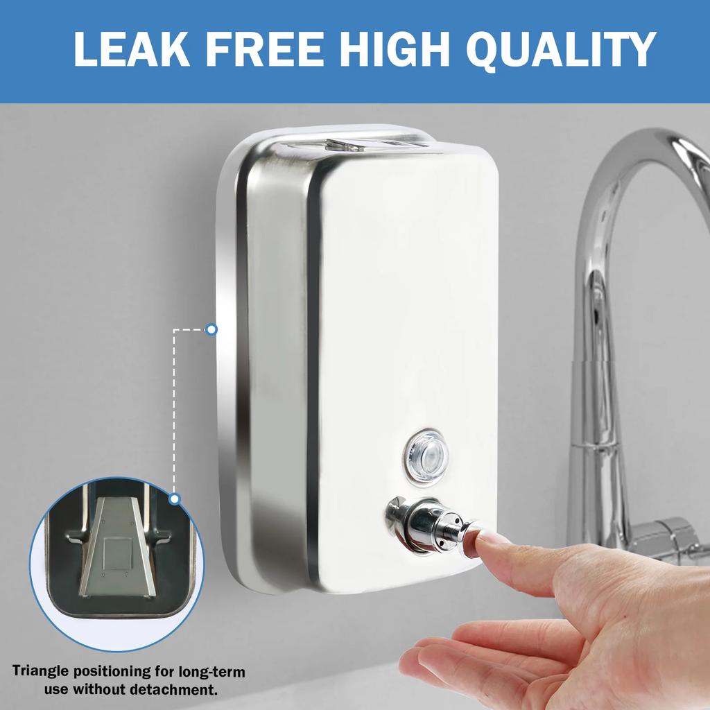 850ML/1050ML Soap Dispenser Stainless Steel Wall Mount Bathroom Liquid Soap Detergent Shower Gel Storage Bottle Toilet Kitchen