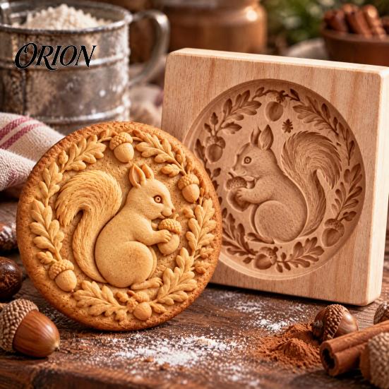 DIY Holiday Biscuit Cutters Woodland Animal Cookie Mold, Durable Wooden with 3D Relief Rustic Party Favors Patterns Cutter, Handmade Decorative Stamps