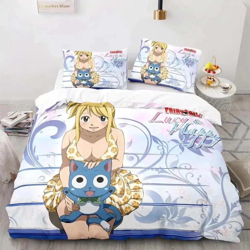 Stampa 3D Fairy Tail Anime Natsu Set Letto Copripiumino Set Letto Copripiumino Federa Piumone king Queen Size Ragazzi Adulti