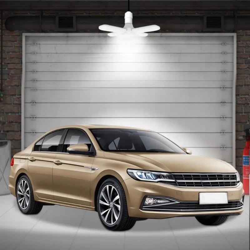 LED E27 Bulb Foldable Fan Blade Lamp 45W 60W Adjustable Indoor Light Home Factory Garage Workshop Energy Saving AC 220V 240V