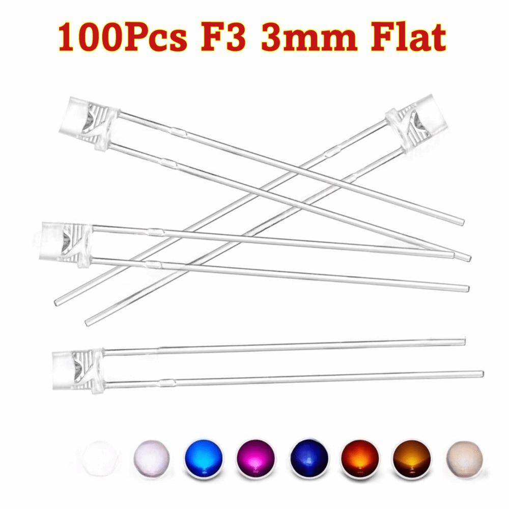 100Pcs Ultra Bright Flat Top LED Diodes Flat Top Light Emitting Bulbs  Advertising Lamps