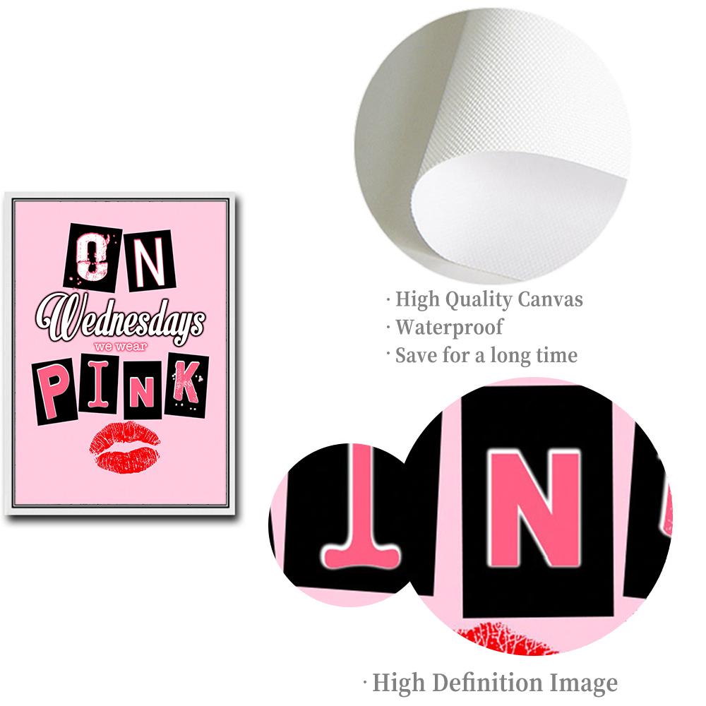 Mean Girls Quote Prints That Is So Fetch On Wednesdays We Wear Pink Posters Cartoon Letters Canvas Painting Wall Art Room Decor