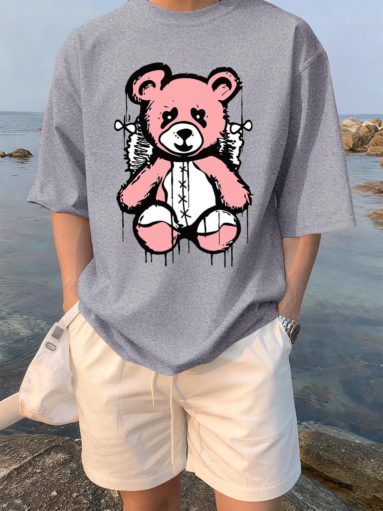 Cartoon Bear Preparing To Rest Prints TShirts Womens Summer Cotton Tops ONeck Comfortable Loose Short Sleeve Casual Clothes