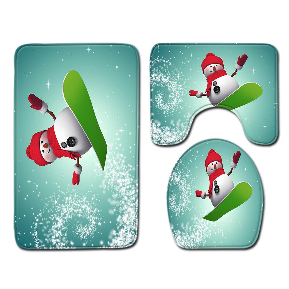 

Рождественский коврик для ванной, туалетный трехпредметный набор 45cmx75cm