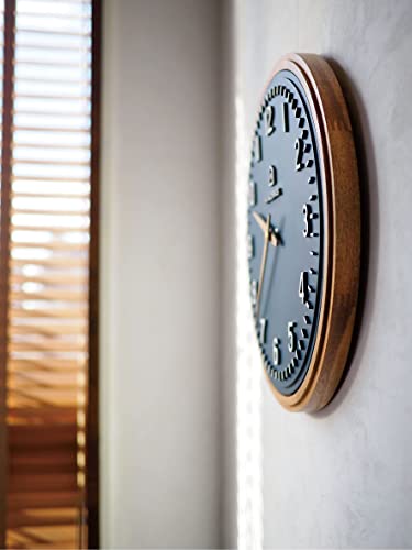 Interform Ecol Wall Clock CL-4072, Navy Wood, Sweep Movement, Nordic White, 30cm Diameter