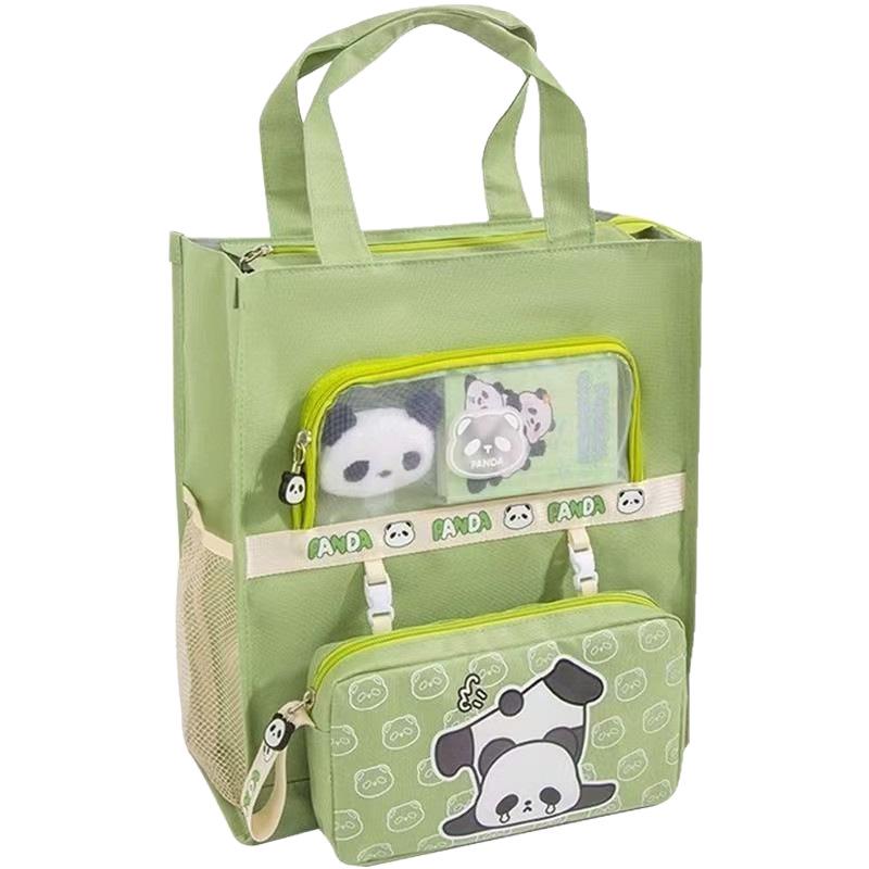 Panda Canvas A4 Tote Bag - Large Capacity for Students and Children's Books
