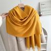 Classic Solid Tassel Scarf Men Women Fall Winter Imitation Cashmere Thick Versatile Shawl Causal Wrap Warm Muffler Male Female