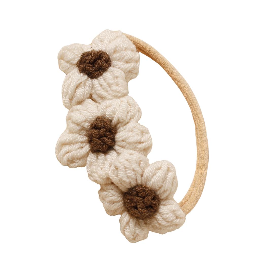 Gestricktes Stirnband mit Blumenanhänger für 100-Tage-Fotografie Weich und sicher Atmungsaktiver Babyschmuck Requisiten für Fotoshootings