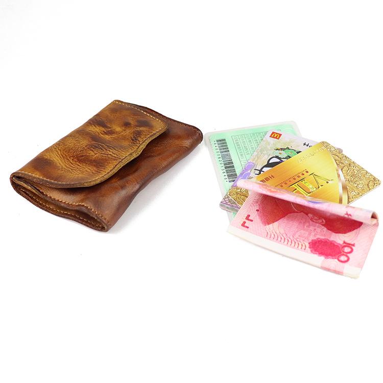 Vintage Vegetable Tanned Cowhide Accordion Card Holder and Simple Driver's License Case