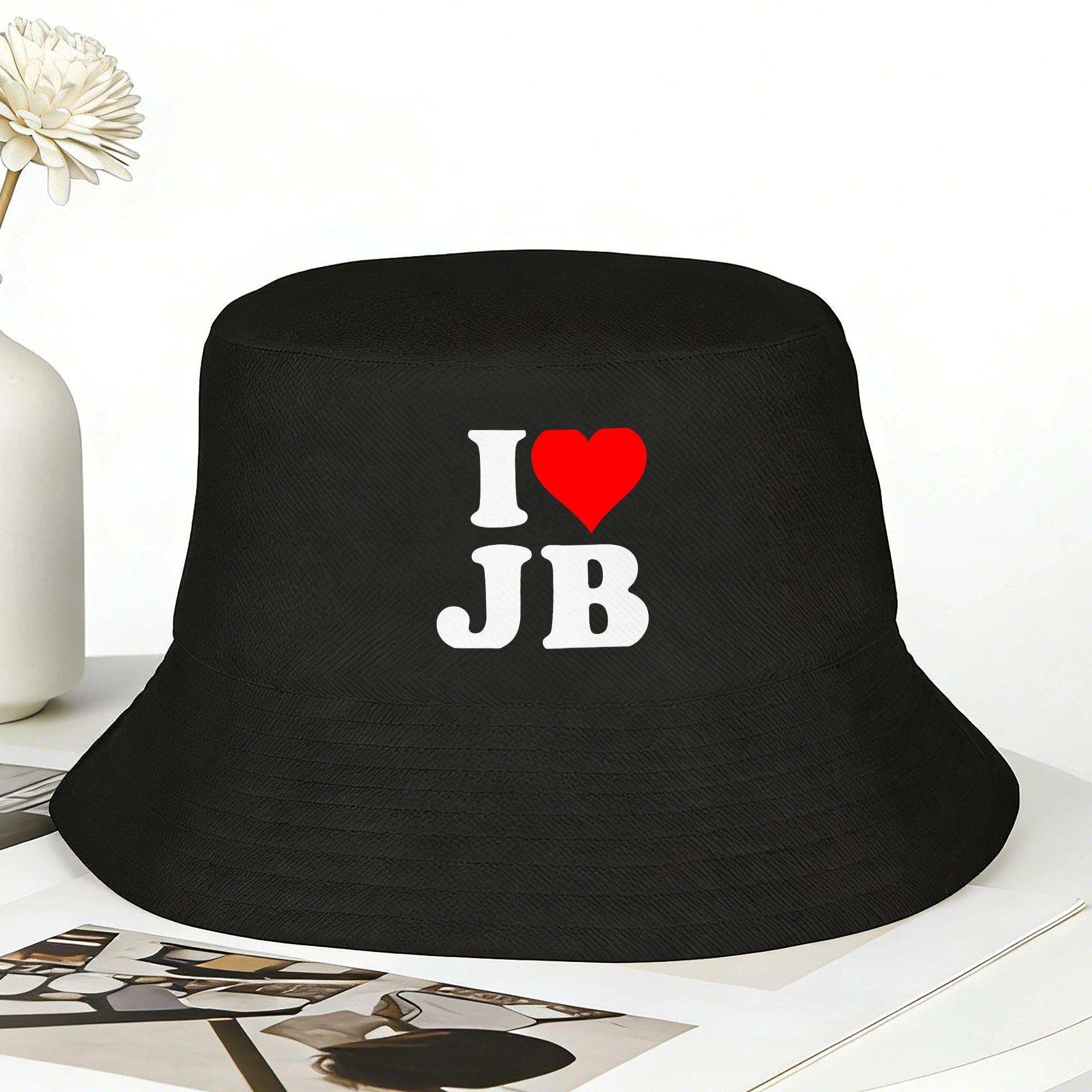 Herren Damen Ich Liebe Jb Herz Eimerhut Faltbare Fischerhüte Sommer Mode Angelkappen Hawaii Design Sonnenschutzhut One Size