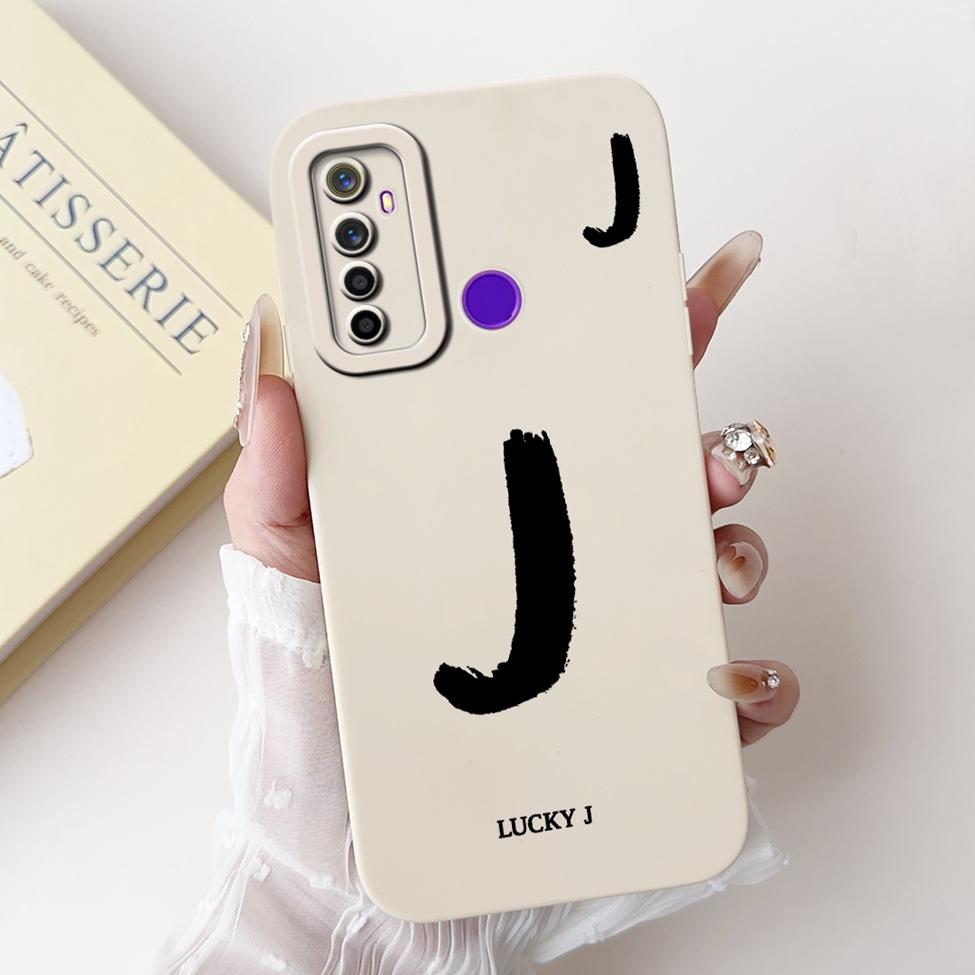 For Realme 5i RMX2030 6i RMX2040 Cover For Realme 6i Case Simple Fashion Letters A-Z Pattern Design Silicone Shockproof Bumper