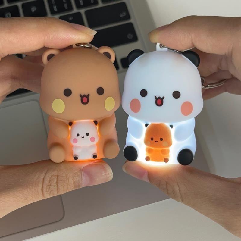 1 Piece Cute Cartoon Panda Bubu And Dudu Key Chain  Can Say I Love You Bubu And Yier Voice Toys Backpack Pendant Couple Gifts
