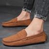 Men's European & American Suede Leather Slip-On Loafers - Casual Driving & Lazy Shoes