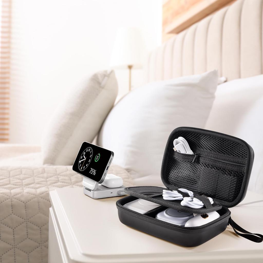 ProCase Gadget Waterproof EVA Large Stores MacBook Magic Mouse USB Flash SD PC Peripheral Accessory Bag Black Pouch, Material, Capacity, 3-Layer